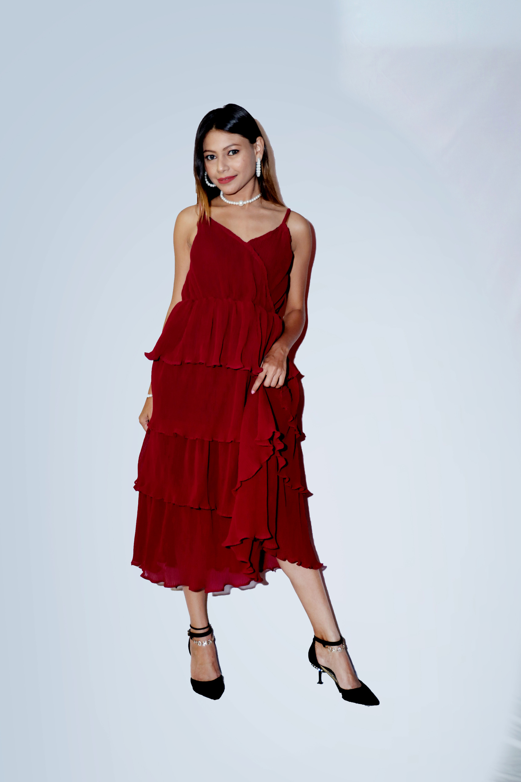 Berrylush Women Maroon Solid Maxi Dress