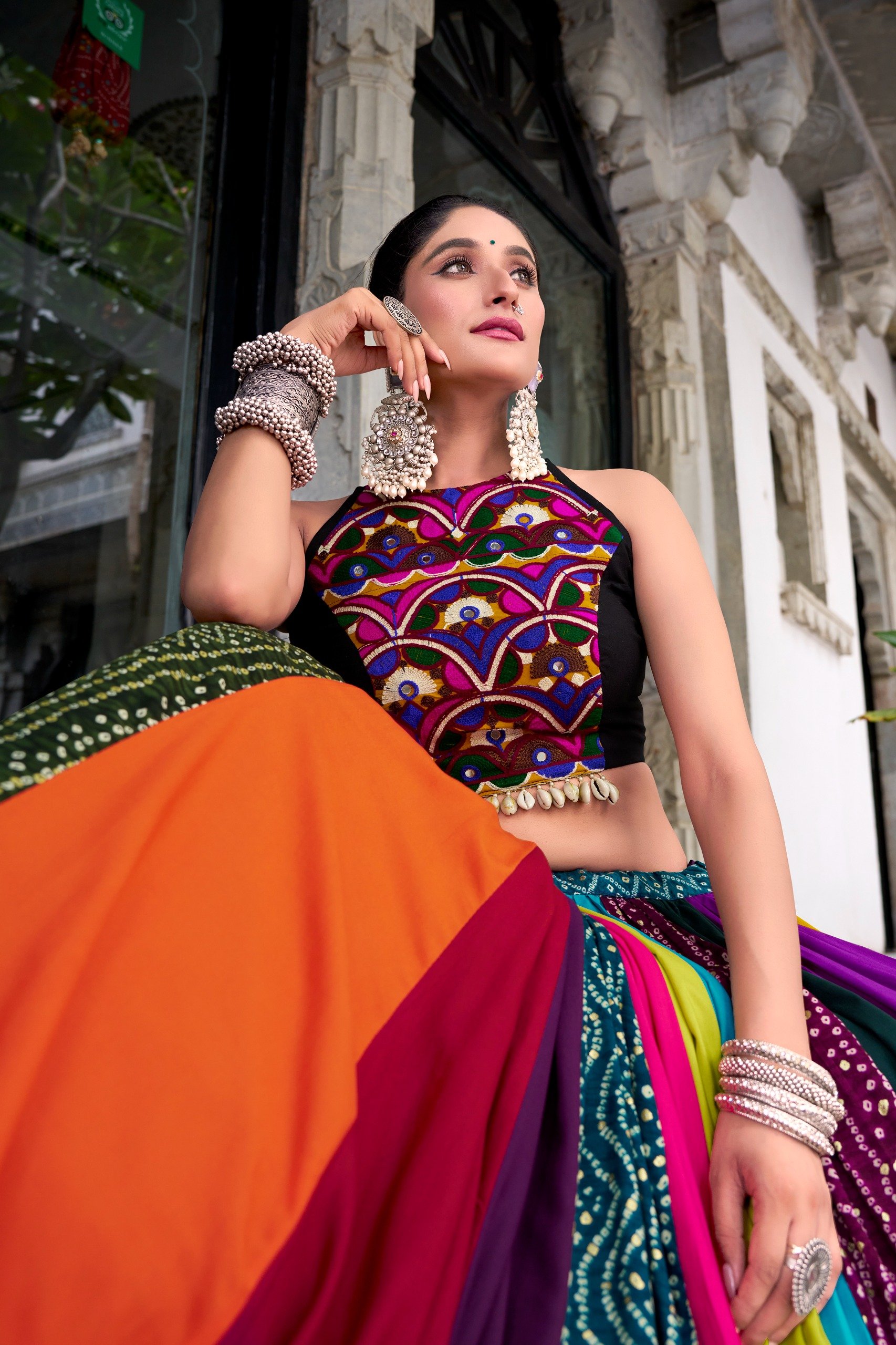 Multi wala Rainbow lehenga choli